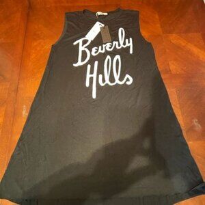 LACT Beverly Hills Black Sleeveless‎ Dress L 95% Rayon 5% Spandex